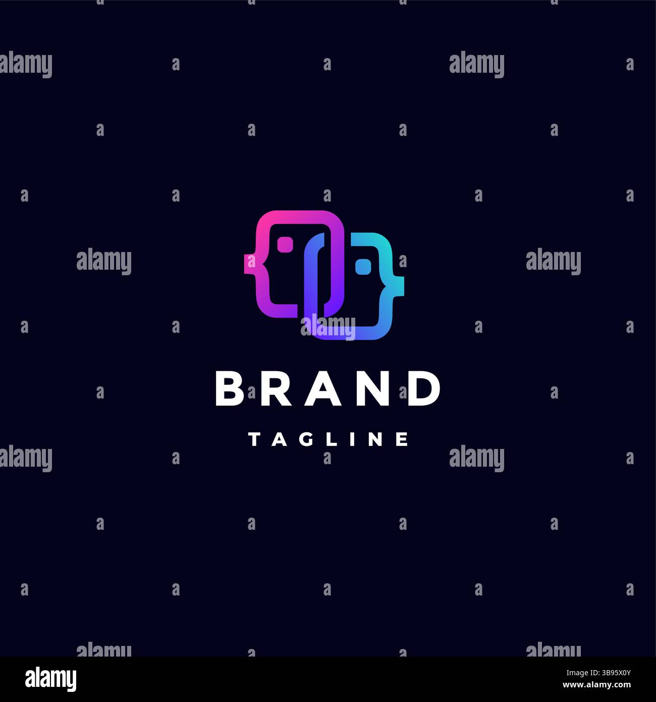 Simple Two Head Lines Connected Logo Design. Chain Connection Two ...