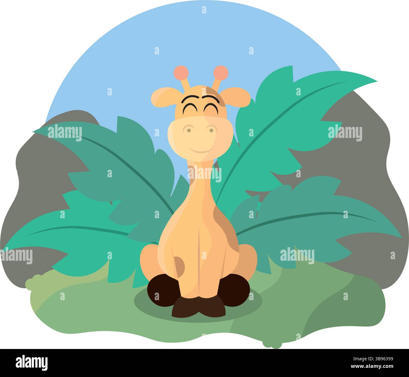 Happy giraffe in savanna. Vector illustration Stock Vector Image & Art ...