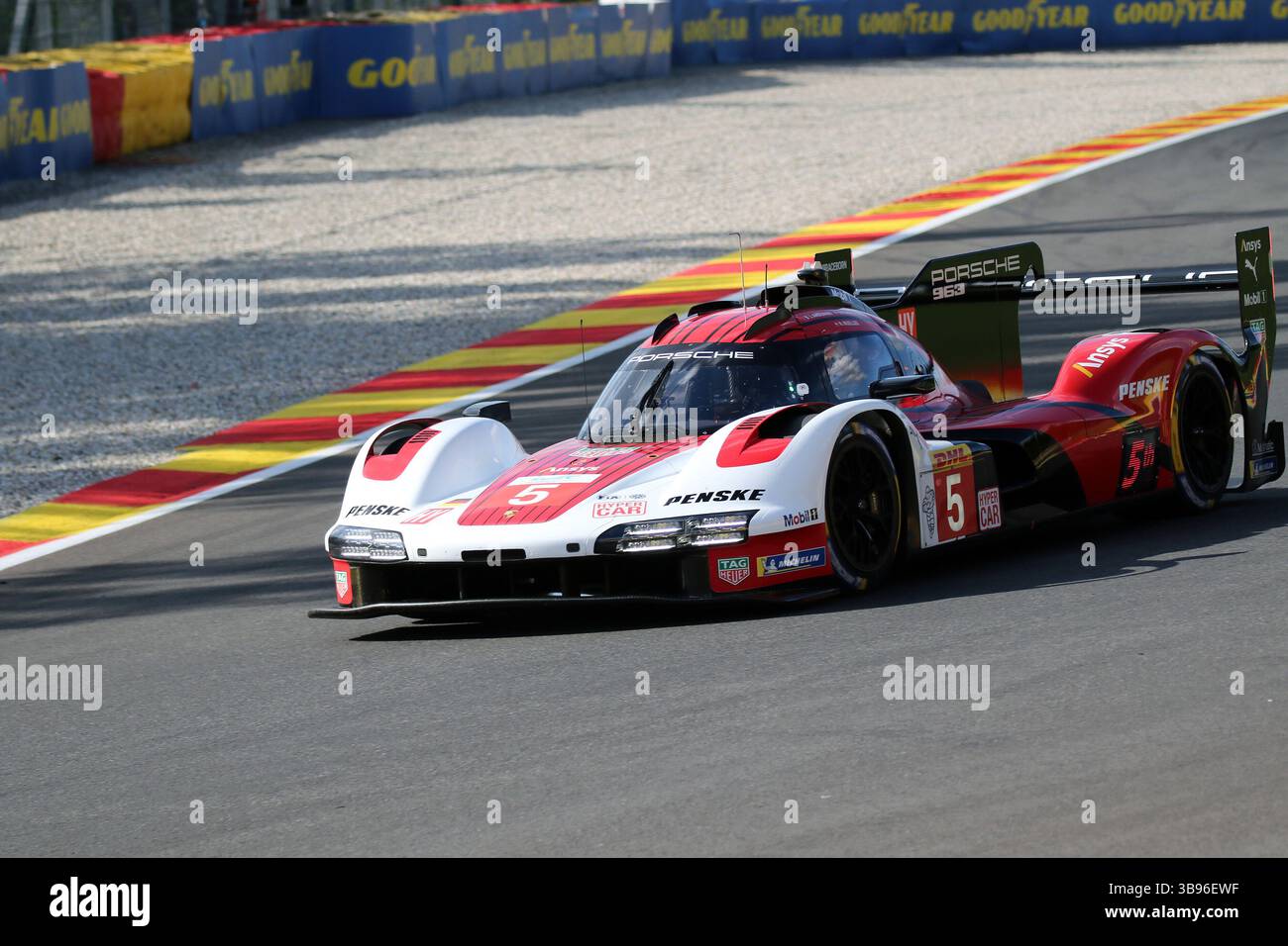 Francorchamps, Belgien. 08th May, 2025. WEC Total Energies 6 Hours Spa-Francorchamps, 07. - 10. Mai 2025 Im Bild: Julien Andlauer (FRA), Michael Christensen (DEN), Nico Mueller (SUI), im Porsche 963 Credit: dpa/Alamy Live News Stock Photo