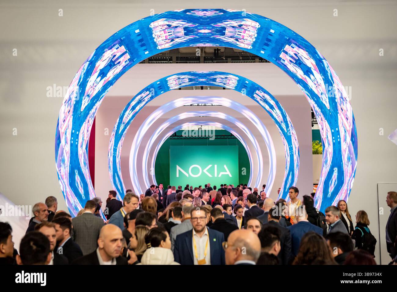 February 27, 2023, Barcelona, Spain: NOKIA brand at company's pavilion during the GSMA Mobile World Congress 2023 in Barcelona, the world's most important event on mobile devices communications bringing together the leading companies and the latest developments in the sector. (Credit Image: © Jordi Boixareu/ZUMA Press Wire) Stock Photo