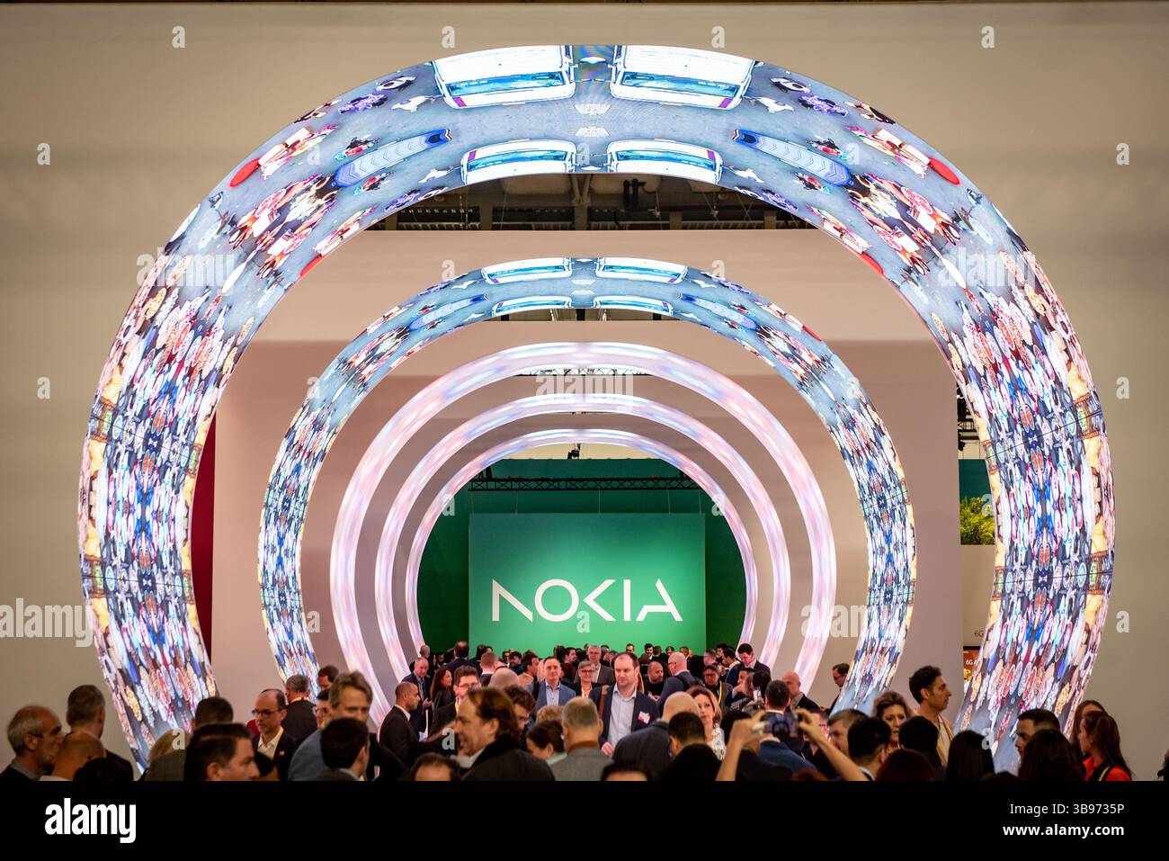 February 27, 2023, Barcelona, Spain: NOKIA brand at company's pavilion during the GSMA Mobile World Congress 2023 in Barcelona, the world's most important event on mobile devices communications bringing together the leading companies and the latest developments in the sector. (Credit Image: © Jordi Boixareu/ZUMA Press Wire) Stock Photo