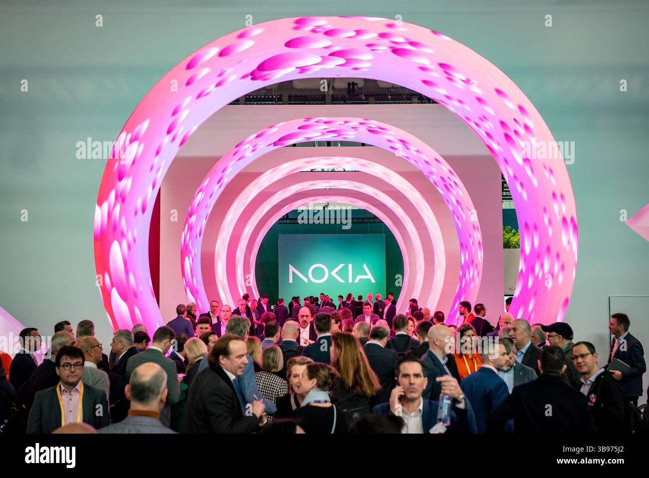 February 27, 2023, Barcelona, Spain: NOKIA brand at company's pavilion during the GSMA Mobile World Congress 2023 in Barcelona, the world's most important event on mobile devices communications bringing together the leading companies and the latest developments in the sector. (Credit Image: © Jordi Boixareu/ZUMA Press Wire) Stock Photo