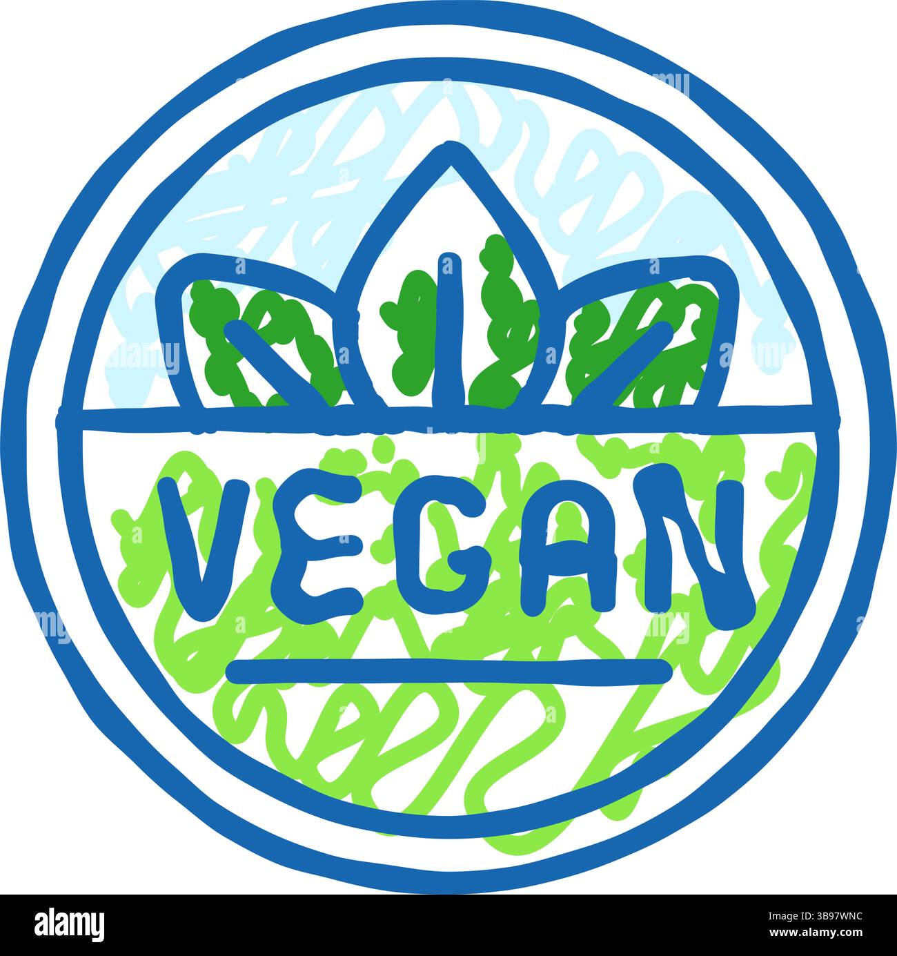 vegan product label warning icon doodle illustration Stock Vector Image ...