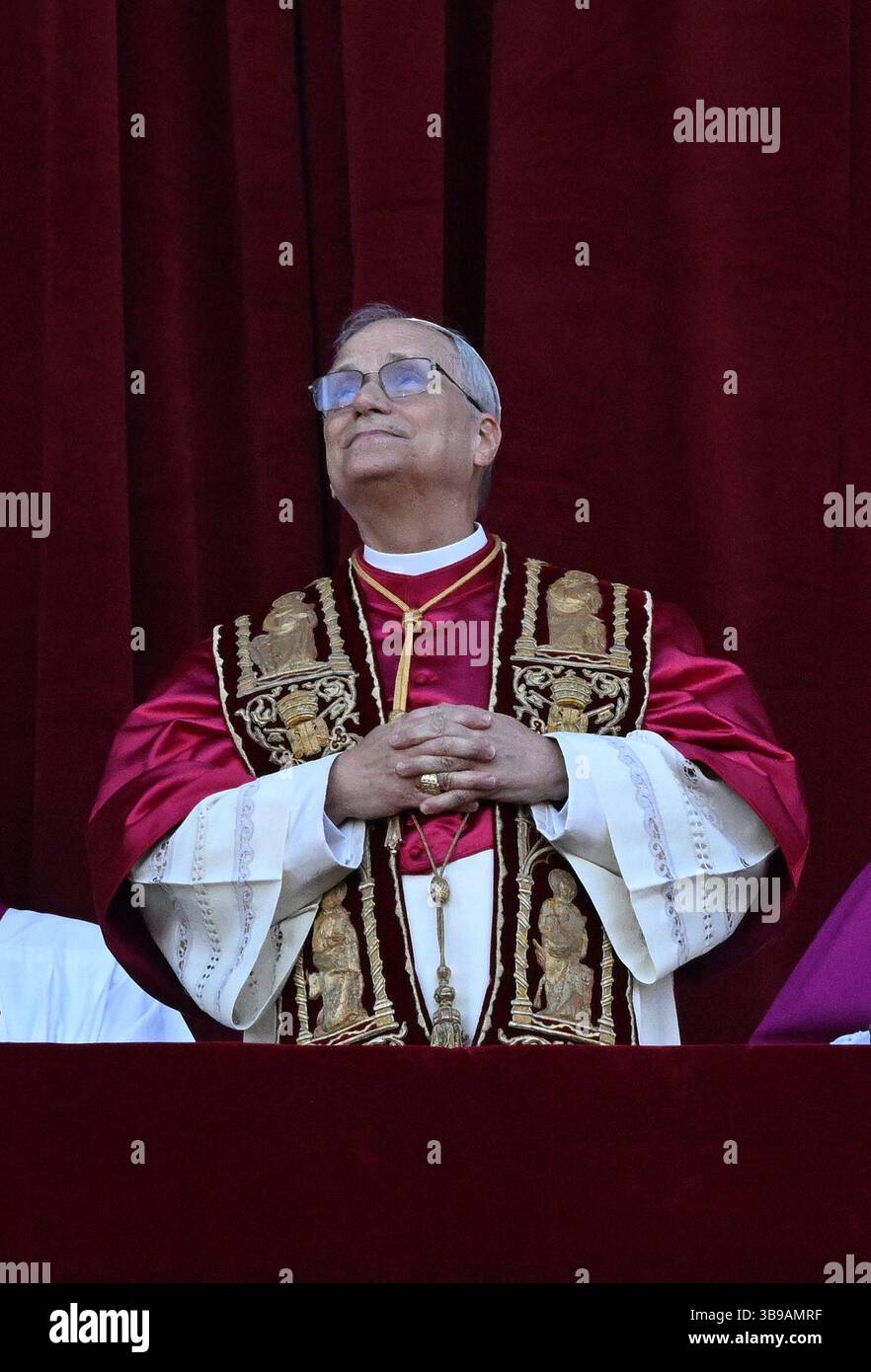 New pope Leo XIV appears at the central Loggia of St. Peter's Basilica ...