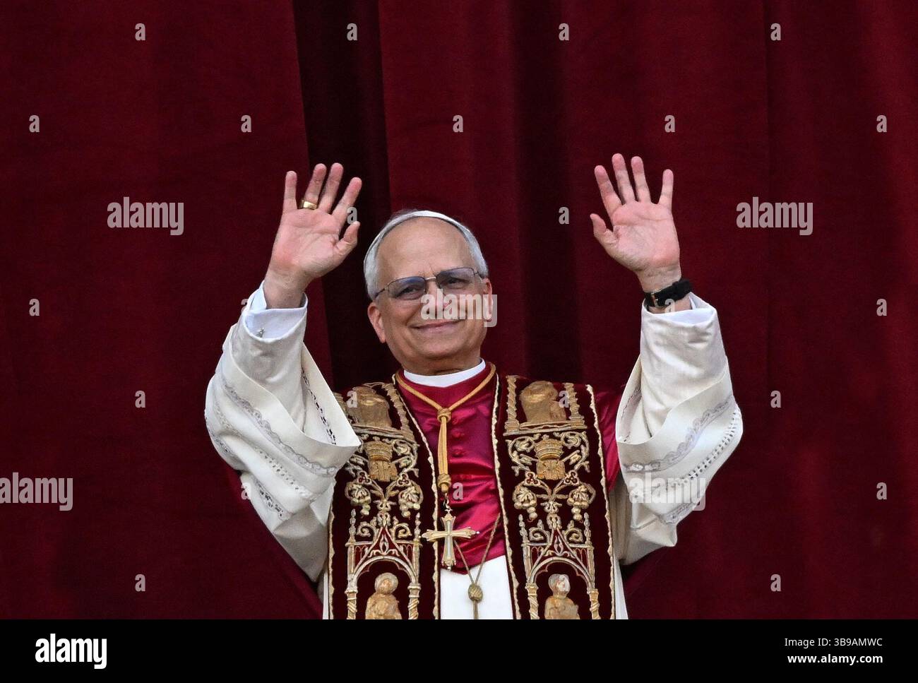 New pope Leo XIV appears at the central Loggia of St. Peter's Basilica ...