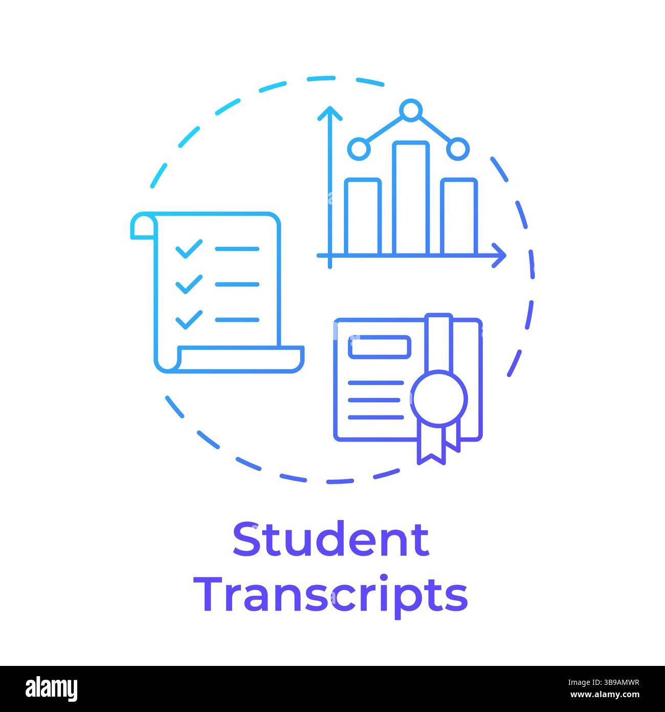 Student transcripts blue gradient concept icon Stock Vector