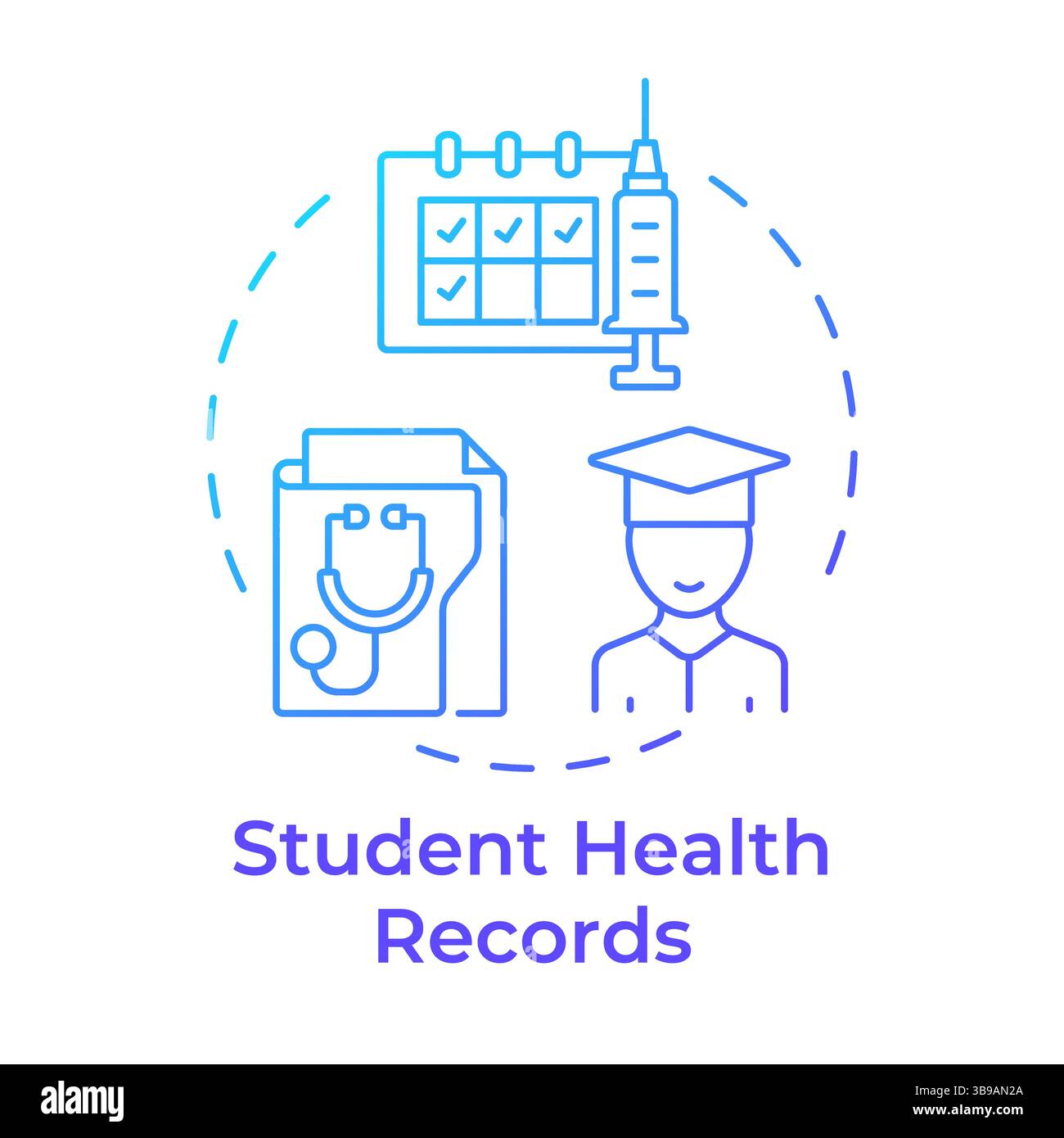 Student health records blue gradient concept icon Stock Vector