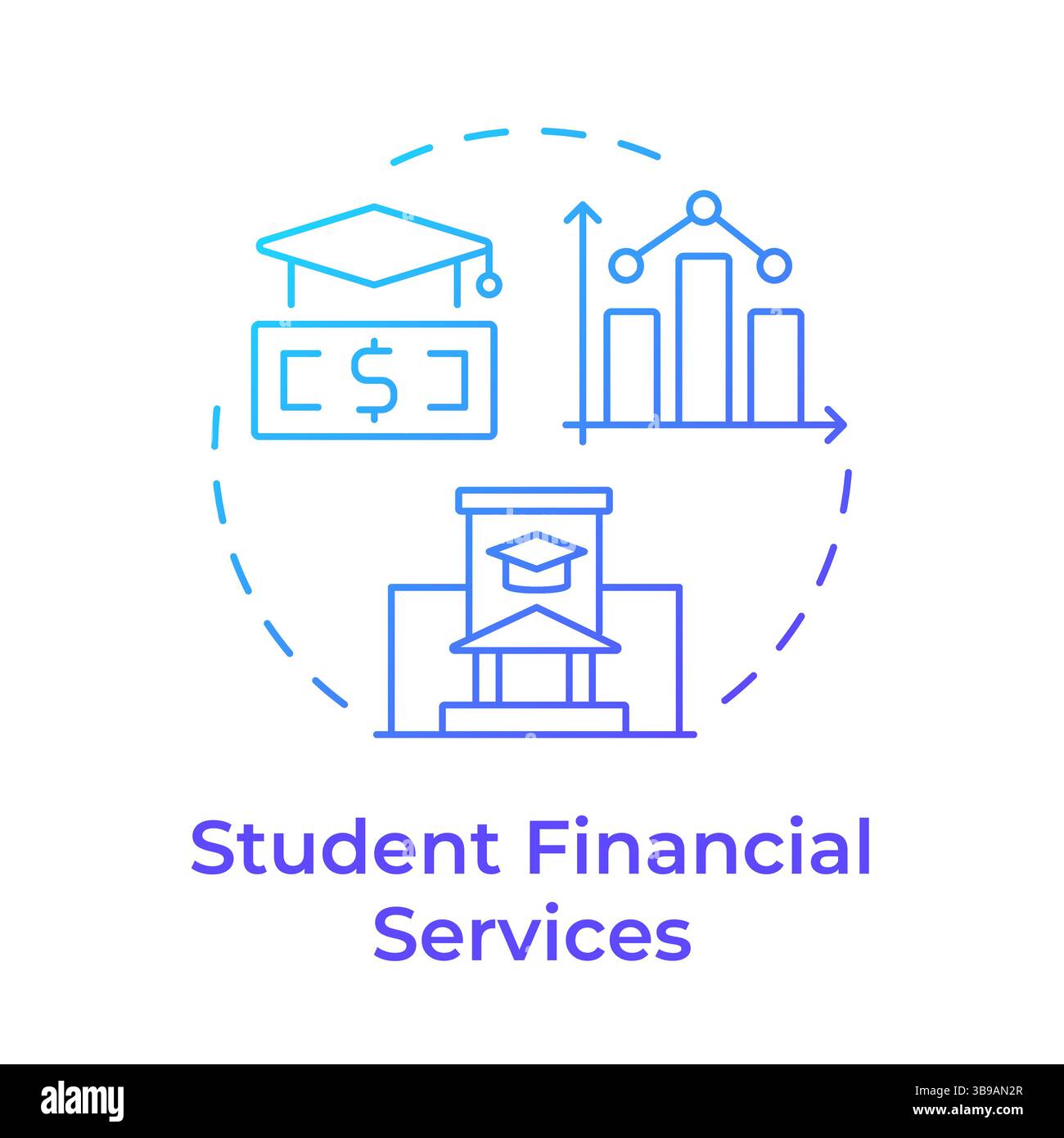 Student financial services blue gradient concept icon Stock Vector