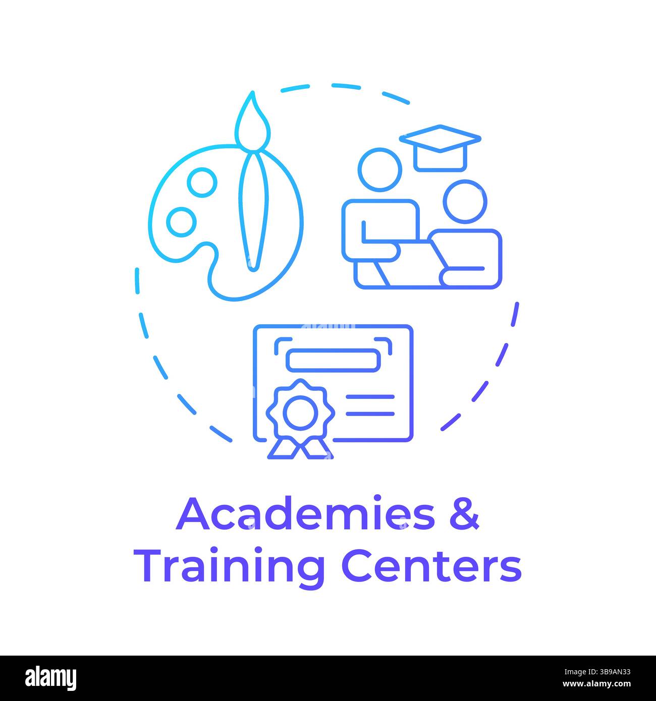 Academies and training centers blue gradient concept icon Stock Vector