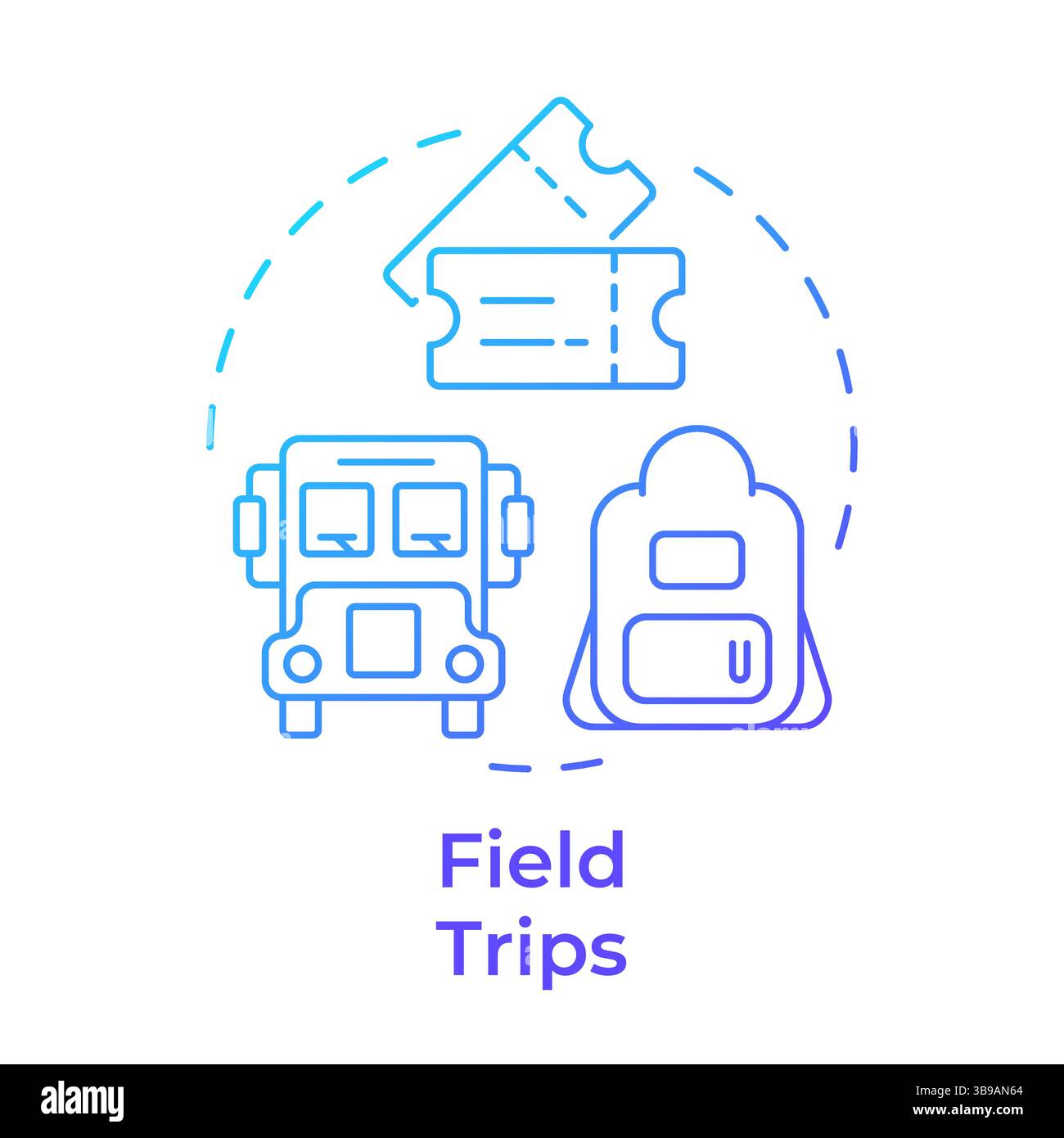 Field trips blue gradient concept icon Stock Vector