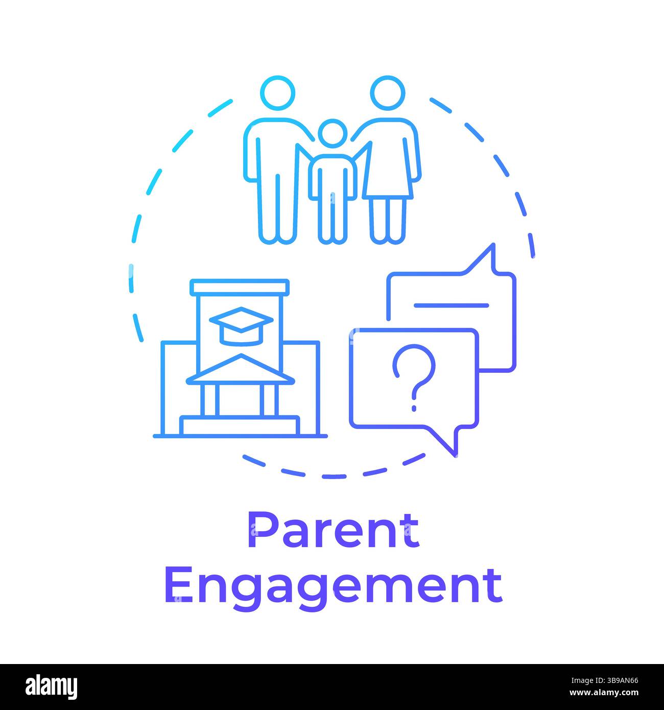 Parent engagement blue gradient concept icon Stock Vector