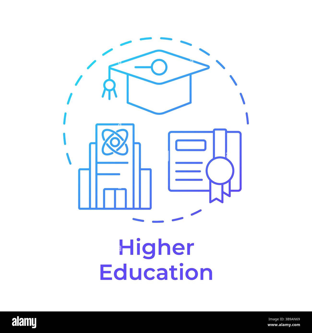 Higher education blue gradient concept icon Stock Vector