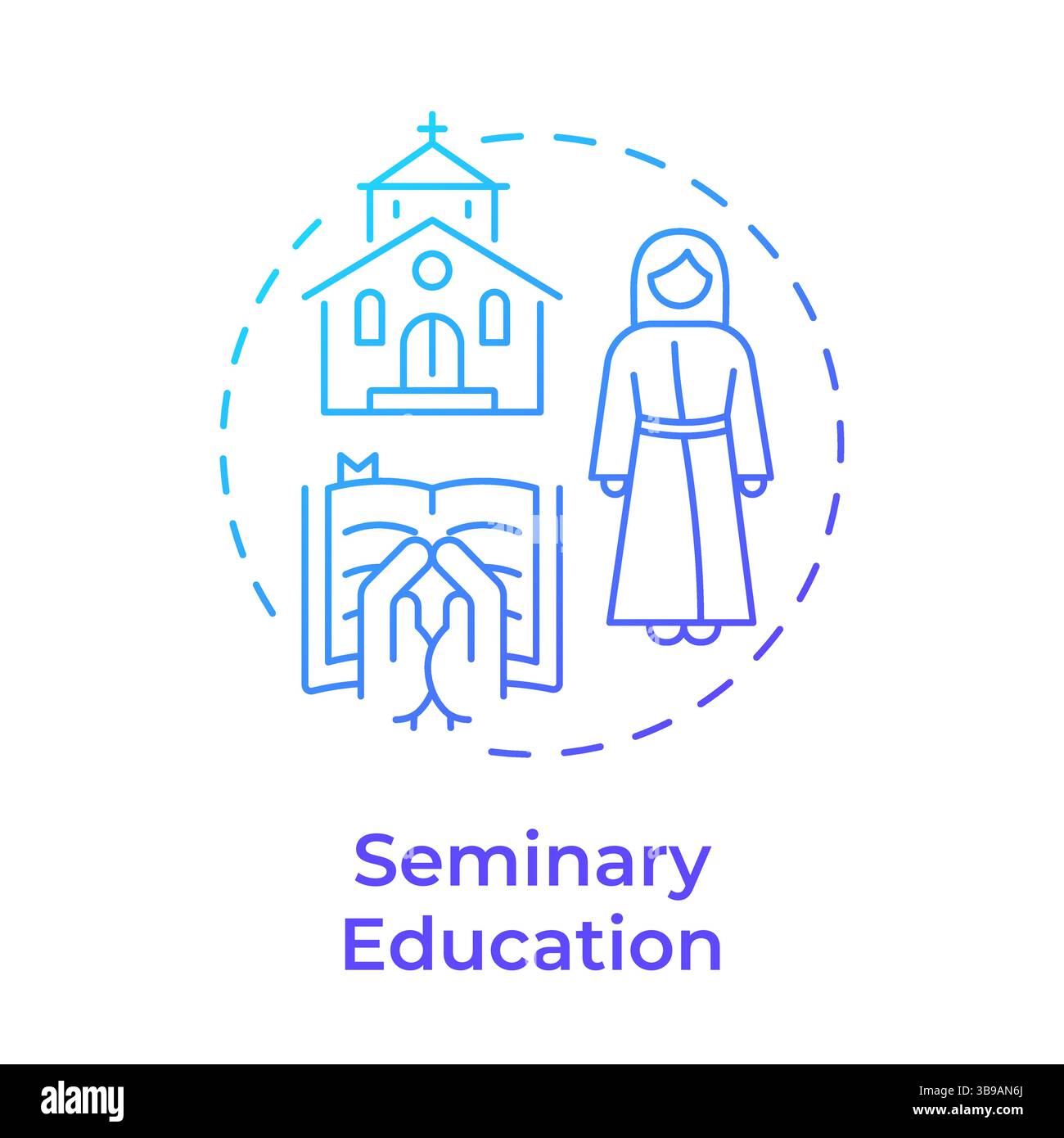 Seminary education blue gradient concept icon Stock Vector