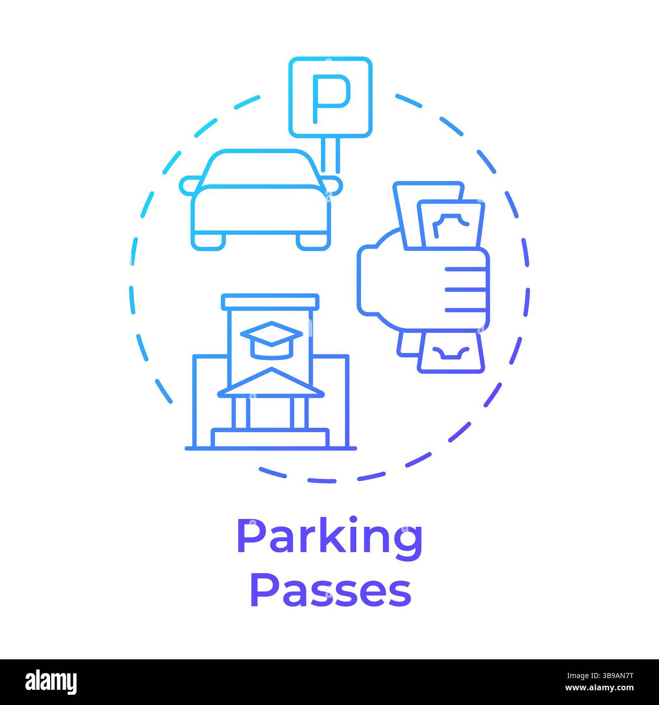 Parking passes blue gradient concept icon Stock Vector