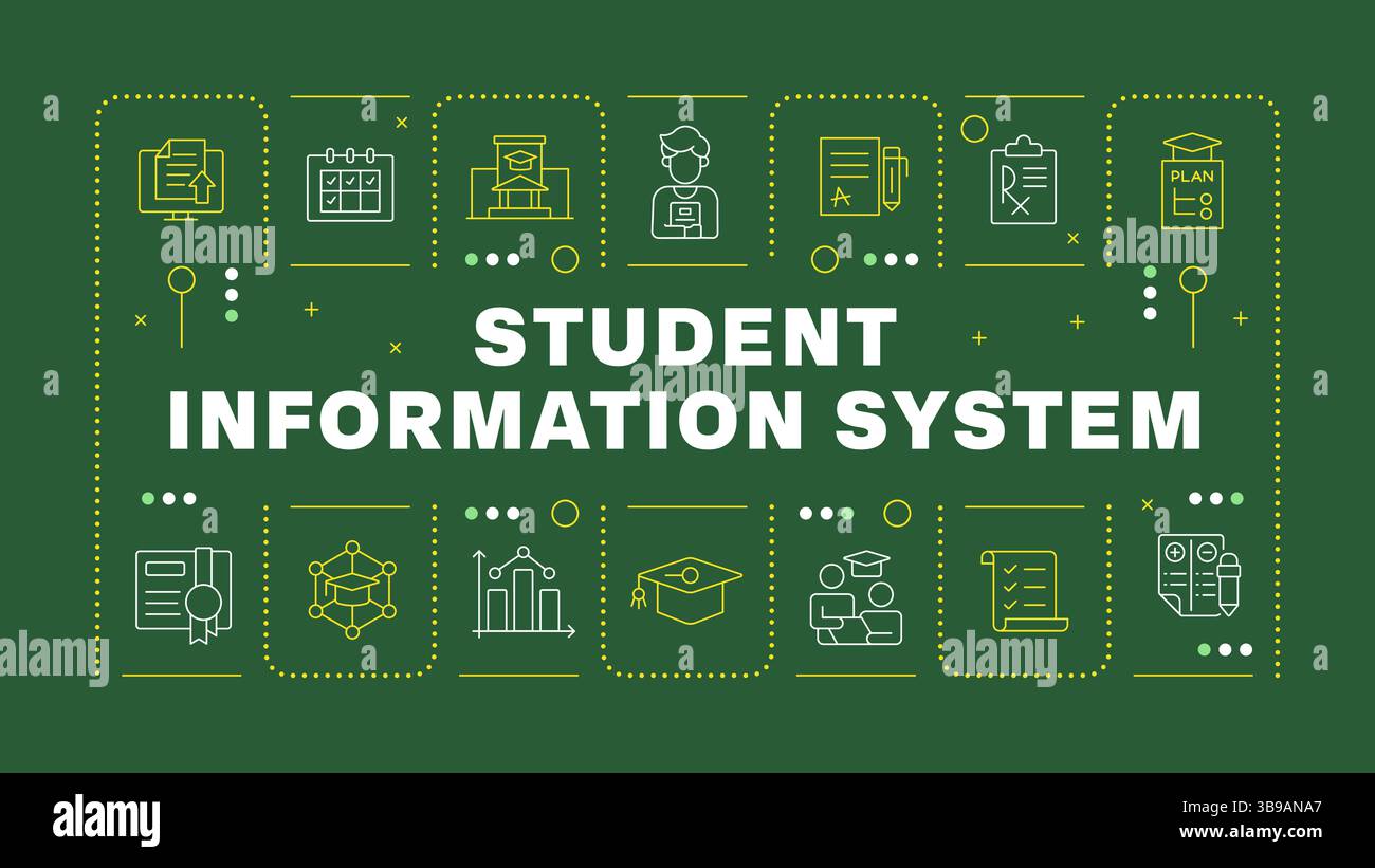 Student information system green word concept Stock Vector