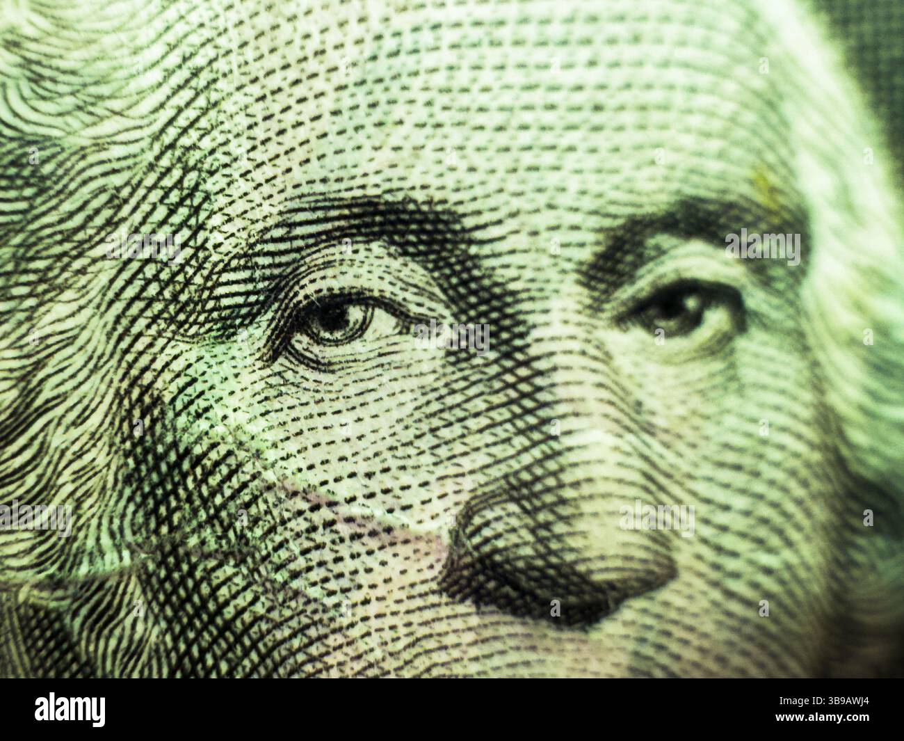 US president George Washington face portrait on the USA one dollar bill ...