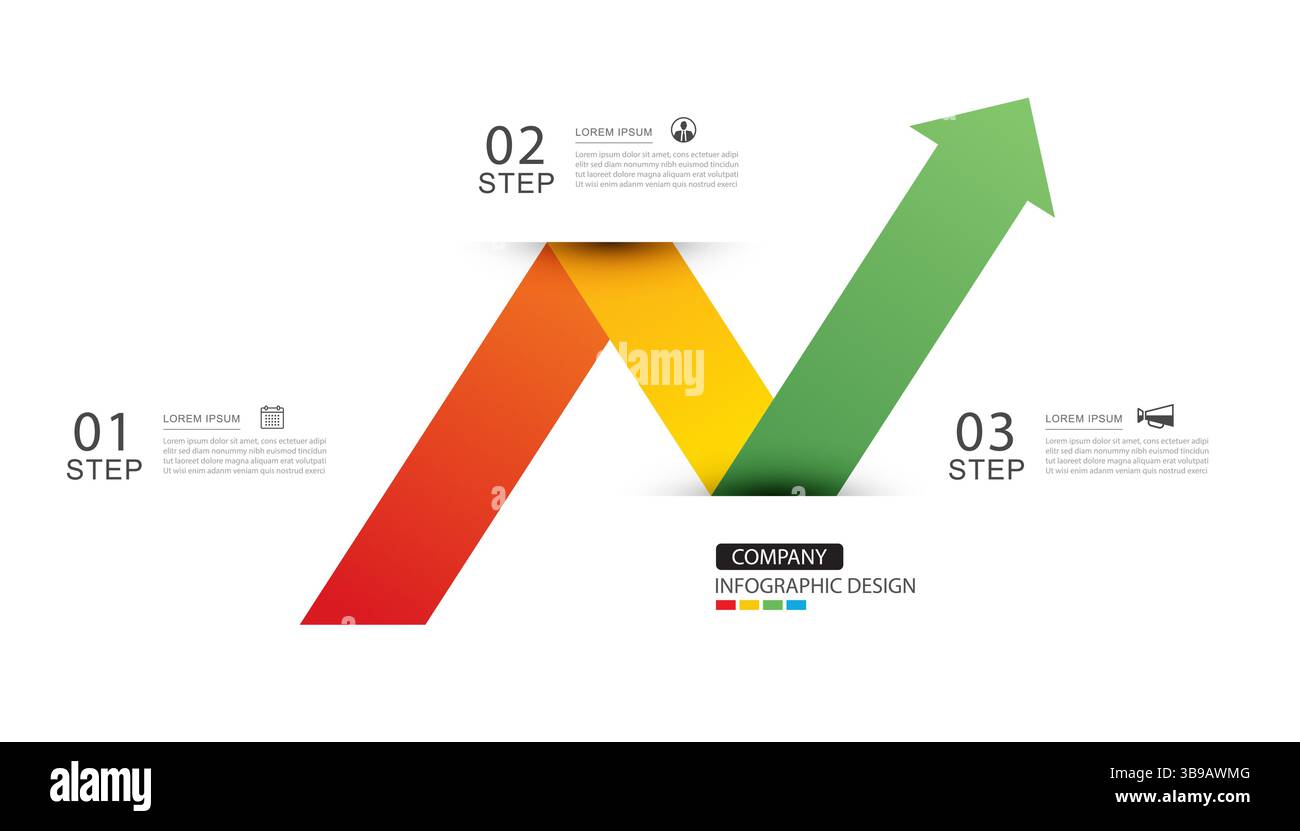 Infographics arrow from red to green layout template. Illustration ...
