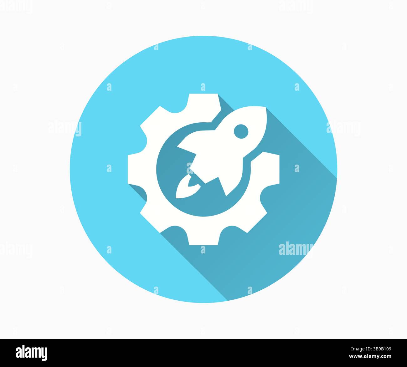 Startup flat icon with long shadow for graphic and web design. Stock Vector