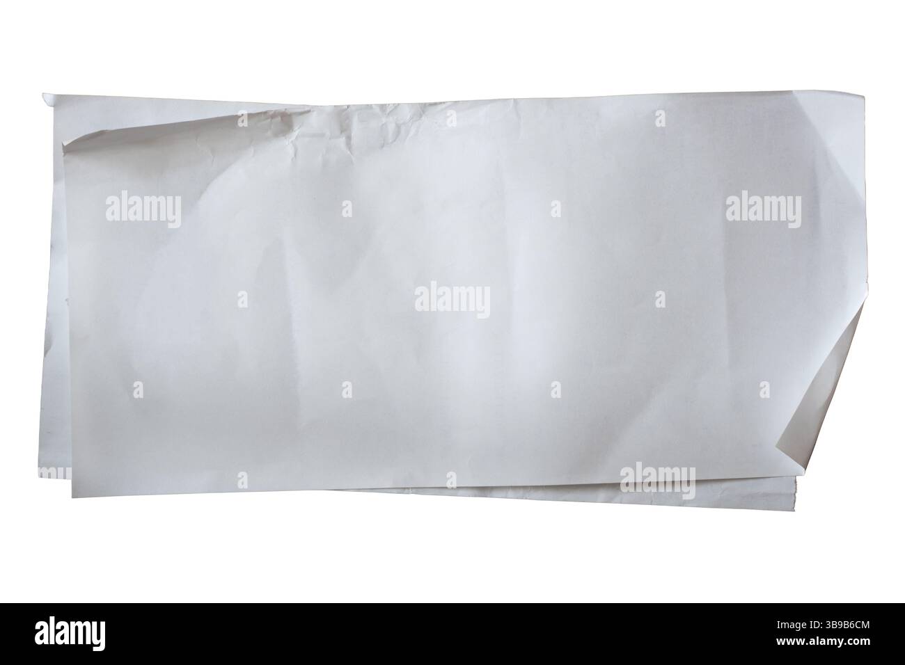 Two crumpled blank receipt papers on white background with clipping path Stock Photo