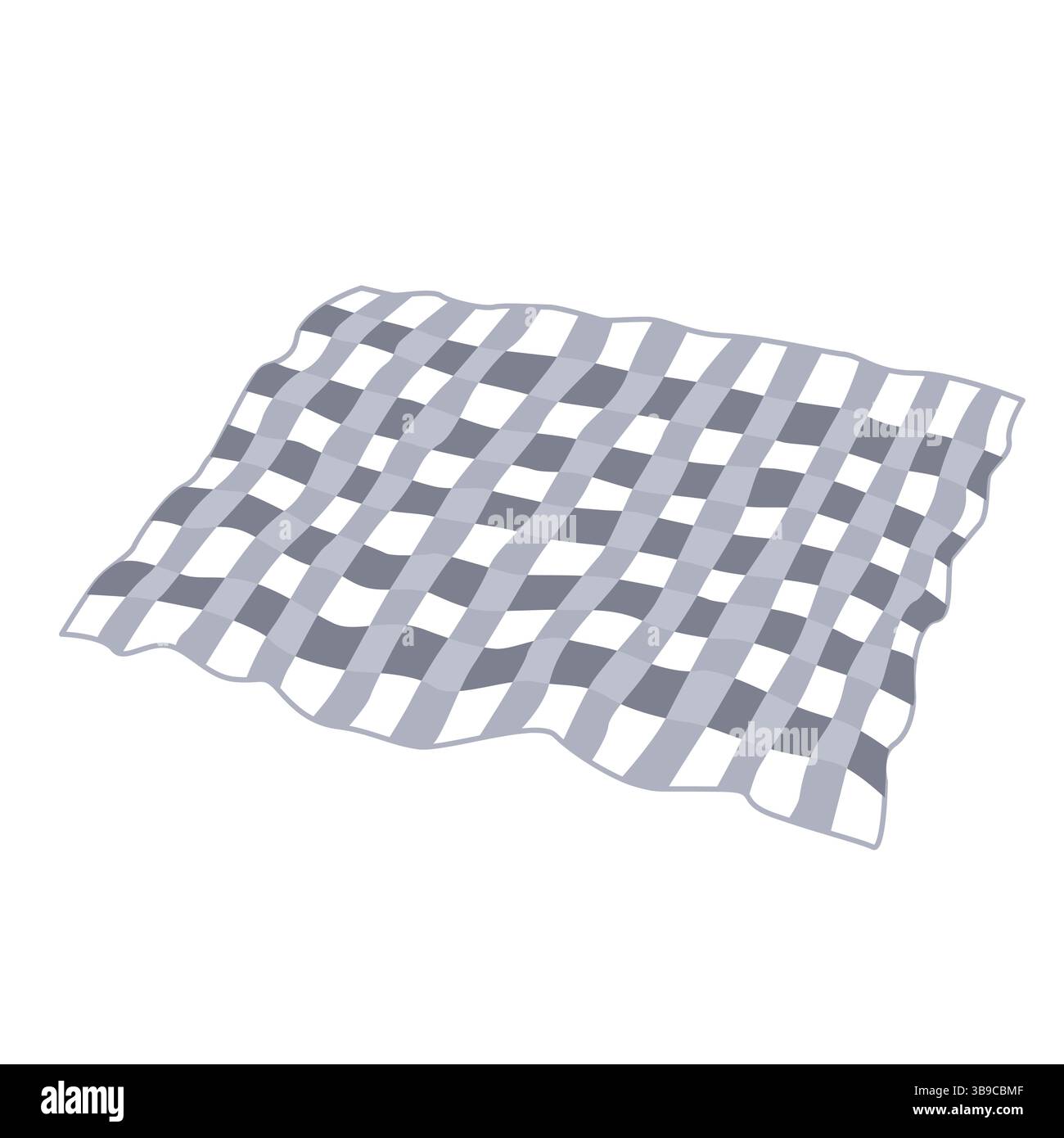 Rolled out checkered plaid isolated illustration. Picnic blanket, vector design element Stock Vector