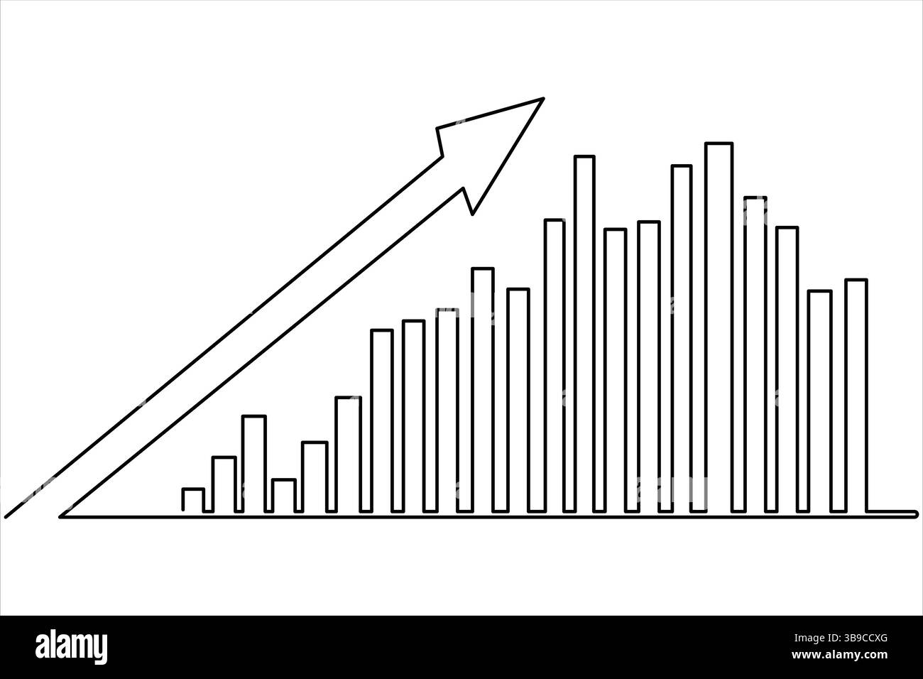Continuous business growth icon one line drawing of graph. Single line ...