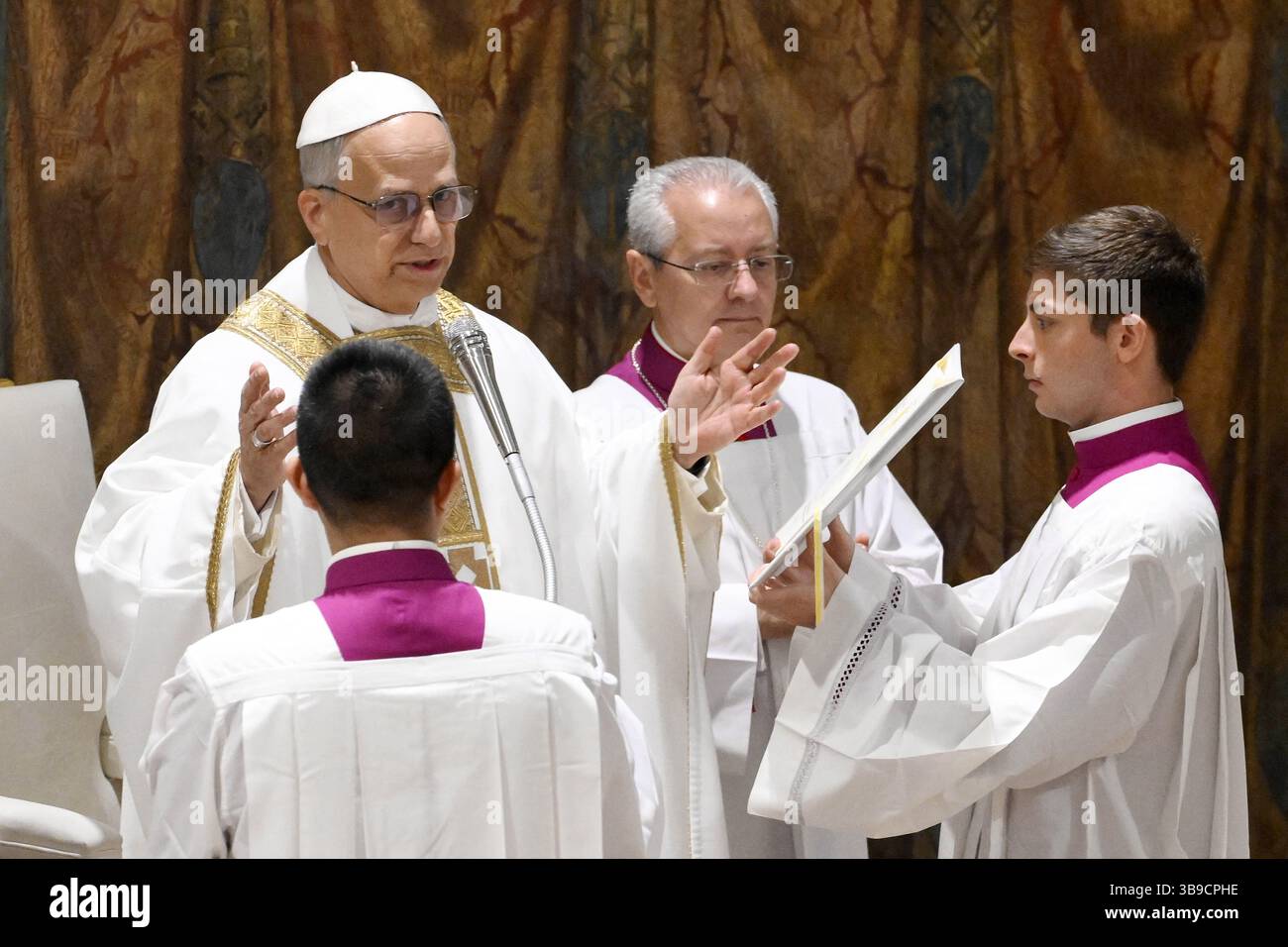Pope Leo XIV celebrates a Holy Mass with the cardinals in the Sistine ...