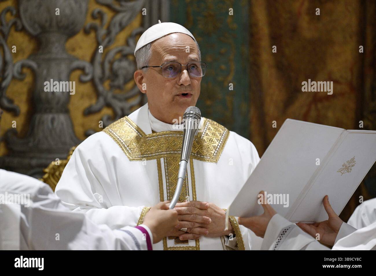 Pope Leo XIV celebrates a Holy Mass with the cardinals in the Sistine ...
