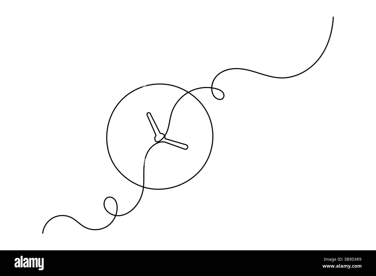 Little Simple Outline Clock Minimalist clock one line drawing continuous outline vector ...