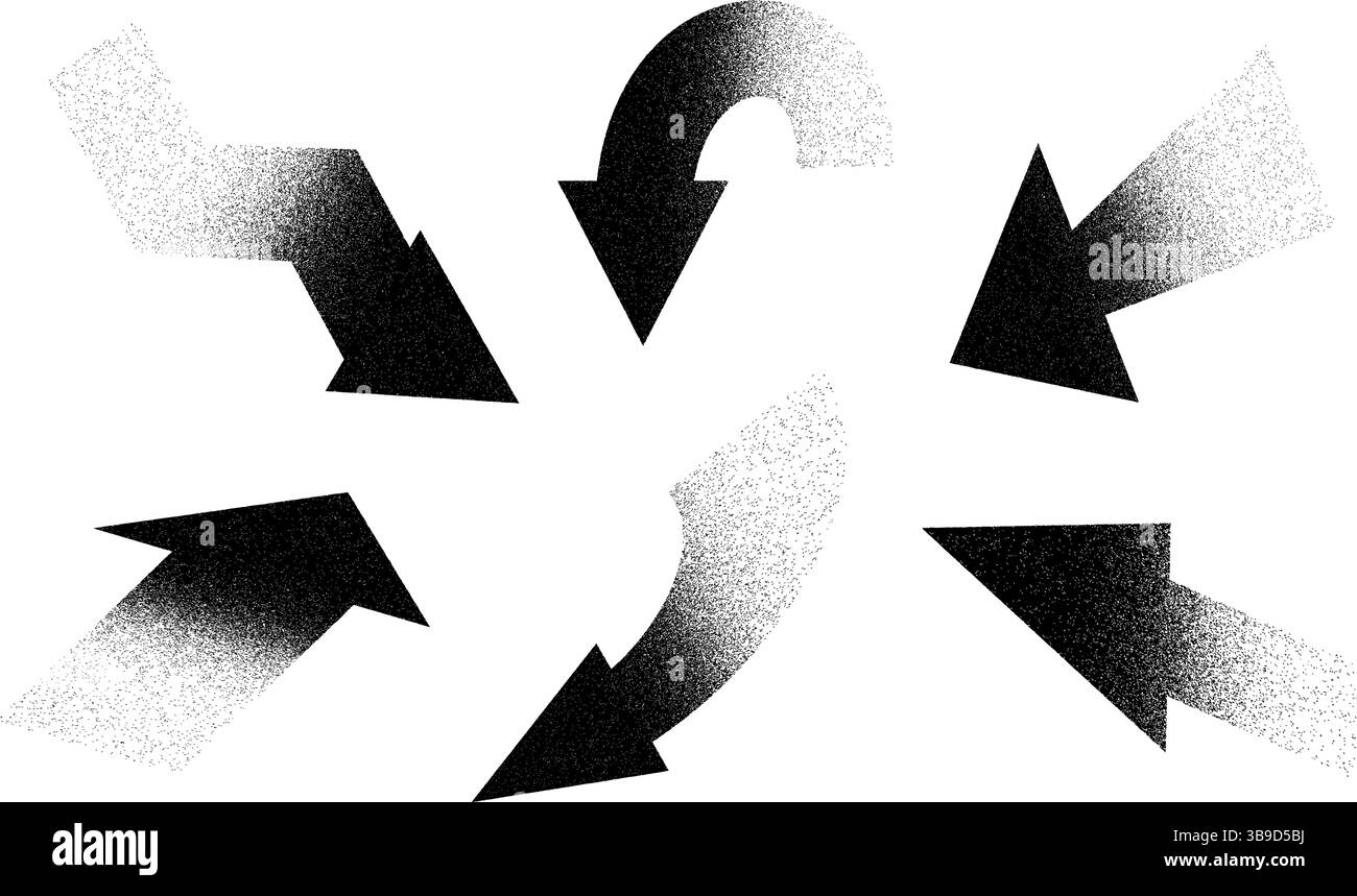 Black arrows with grainy texture Stock Vector