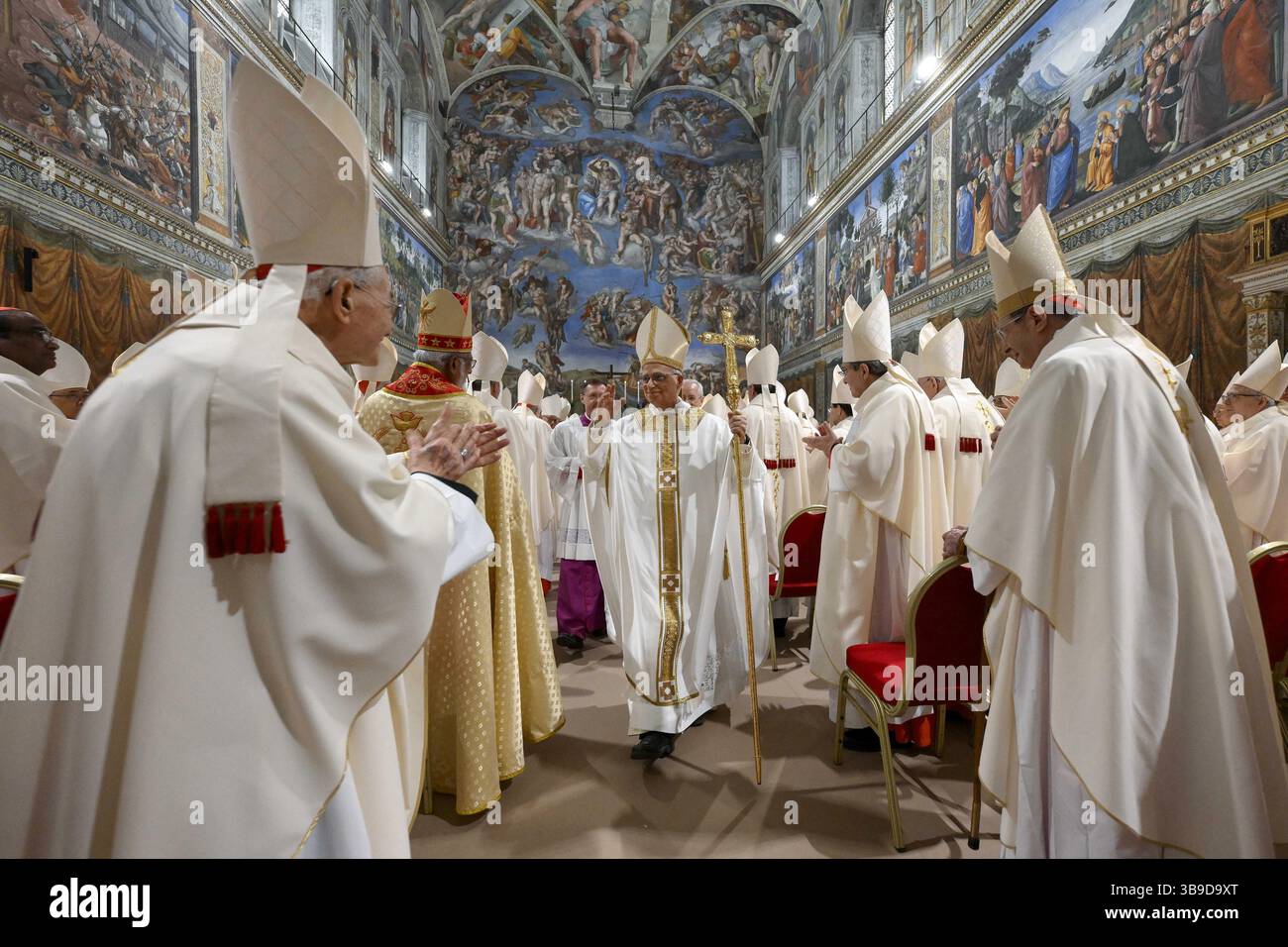 Pope Leo XIV celebrates a Holy Mass with the cardinals in the Sistine ...