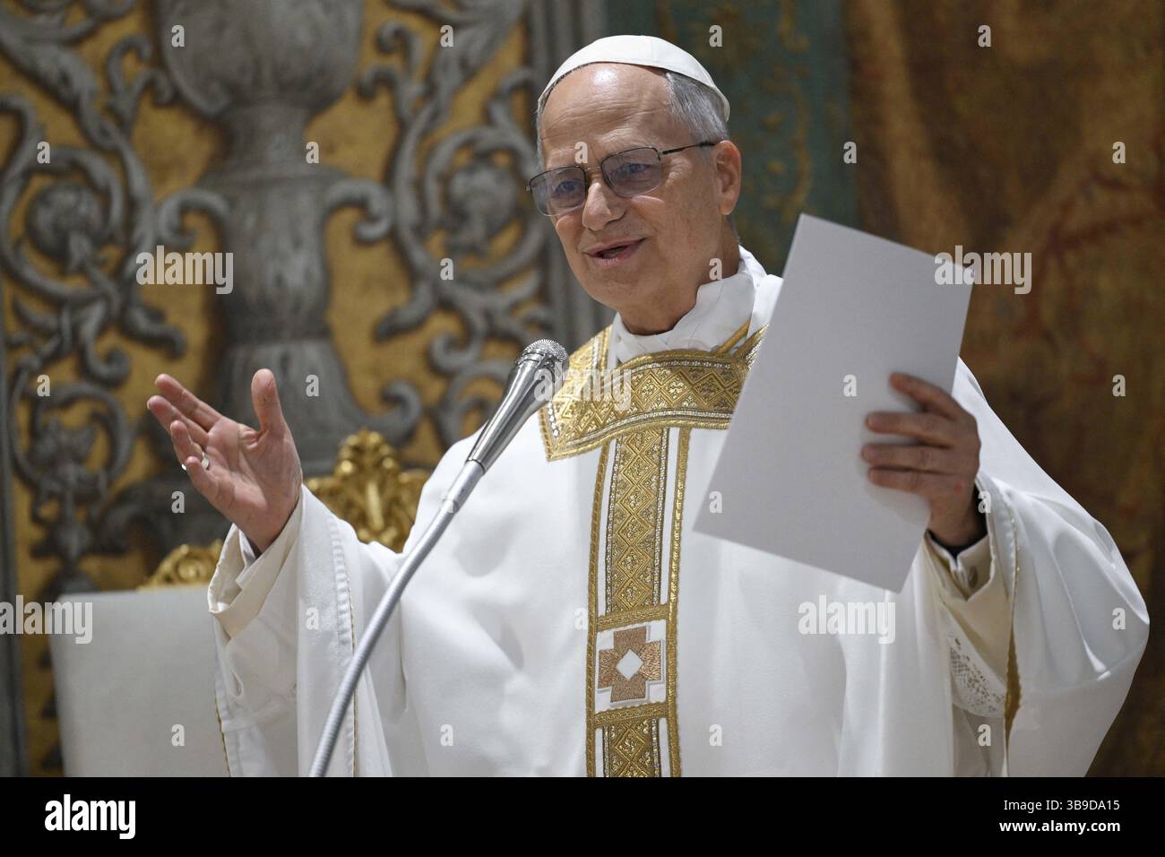 Pope Leo XIV celebrates a Holy Mass with the cardinals in the Sistine ...
