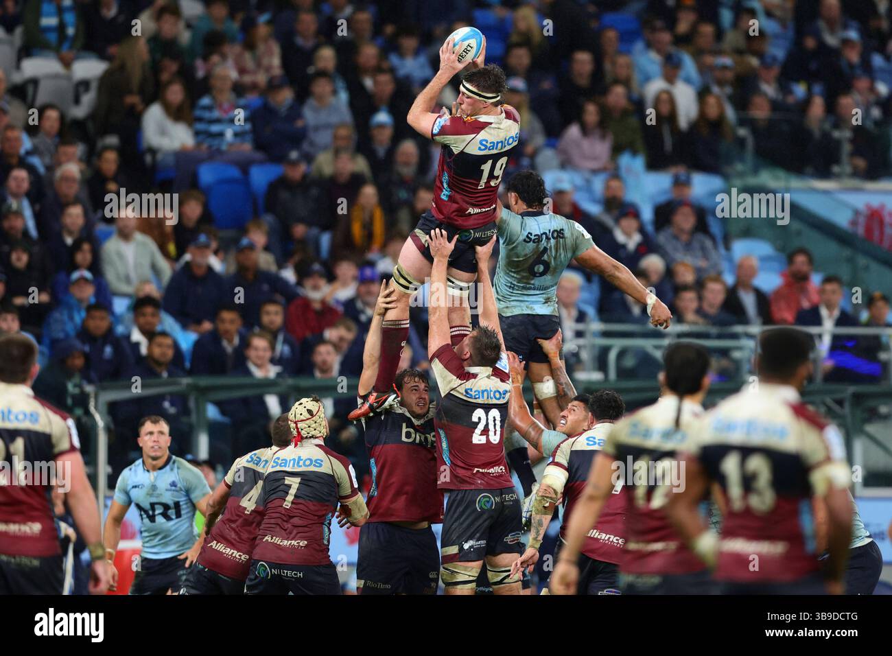 SYDNEY, AUSTRALIA - MAY 09: Ryan Smith of Queensland Reds catches a ...