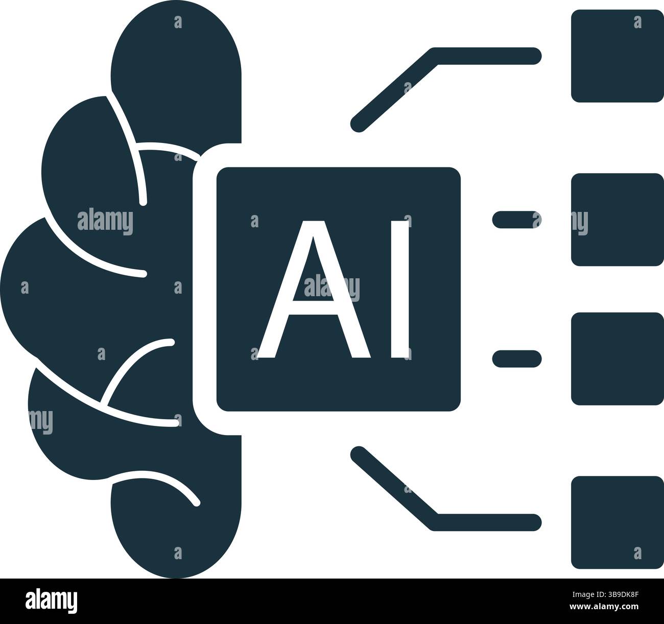 Artificial intelligence processing data with brain and algorithm Stock ...