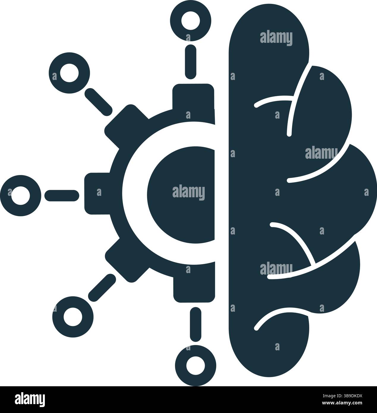 Gear and brain connecting, representing artificial intelligence and machine learning Stock Vector