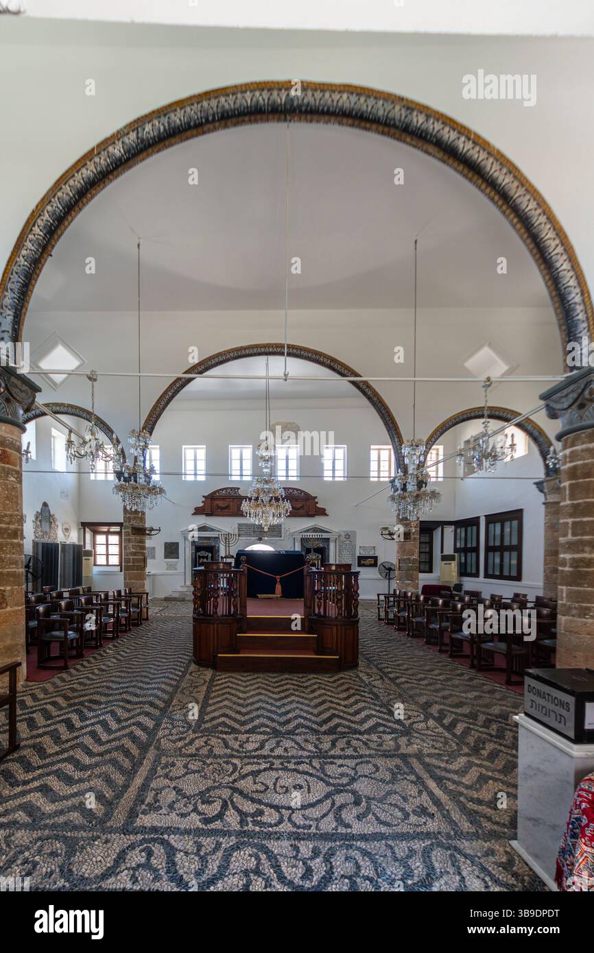 Synagogue Rhodes The Kahal Shalom Synagogue in Rhodes, Greece, with its pebble floor ...