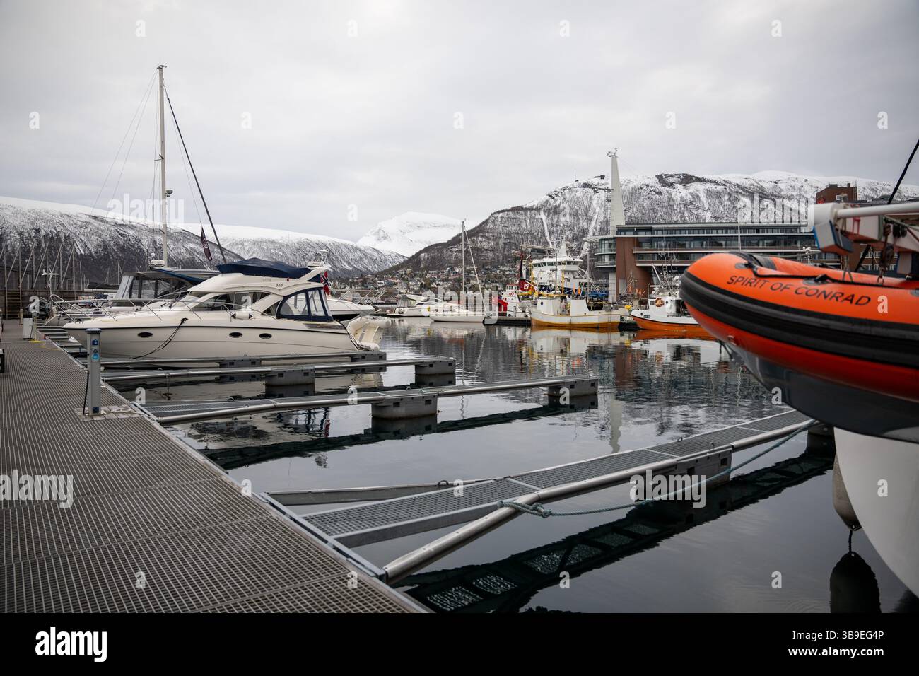 Tromso Harbor in the Arctic Circle of Norway Stock Photo