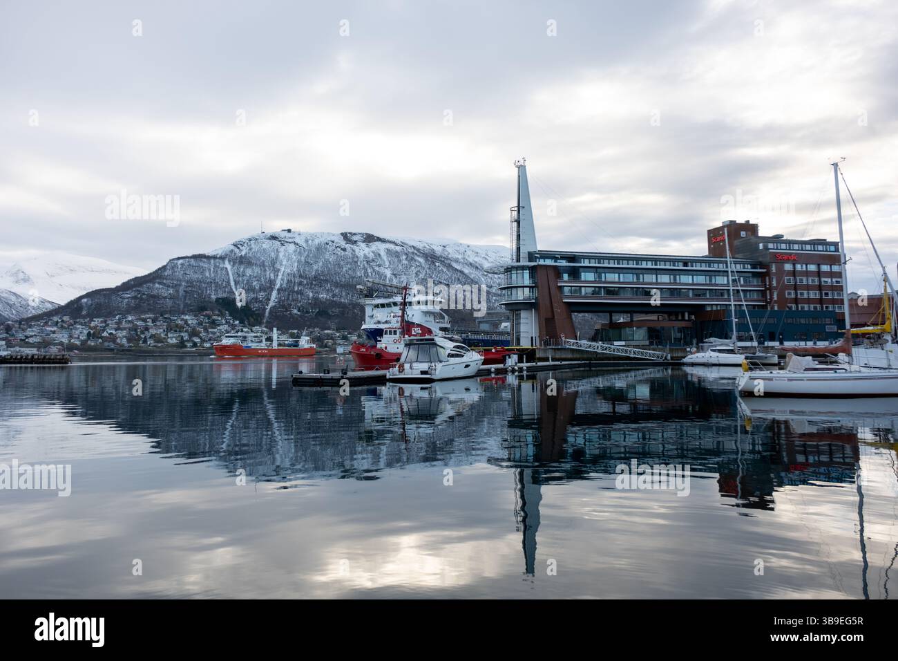 Tromso Harbor in the Arctic Circle of Norway Stock Photo