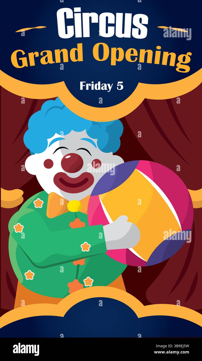 Happy clown with ball. Vector illustration Stock Vector Image & Art - Alamy
