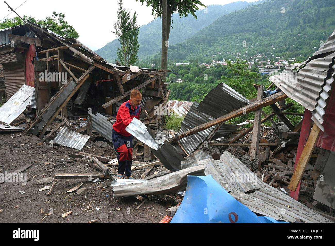 URI, INDIA - MAY 9: Damaged shops after a Pakistani artillery shelling ...