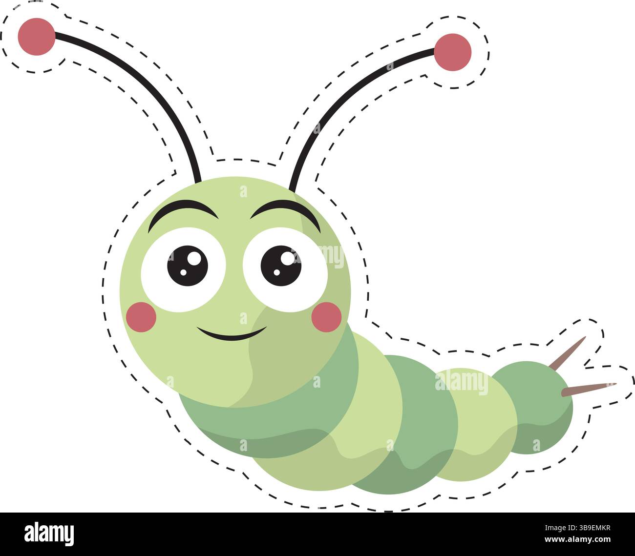 Happy green caterpillar bug. Vector illustration Stock Vector Image ...