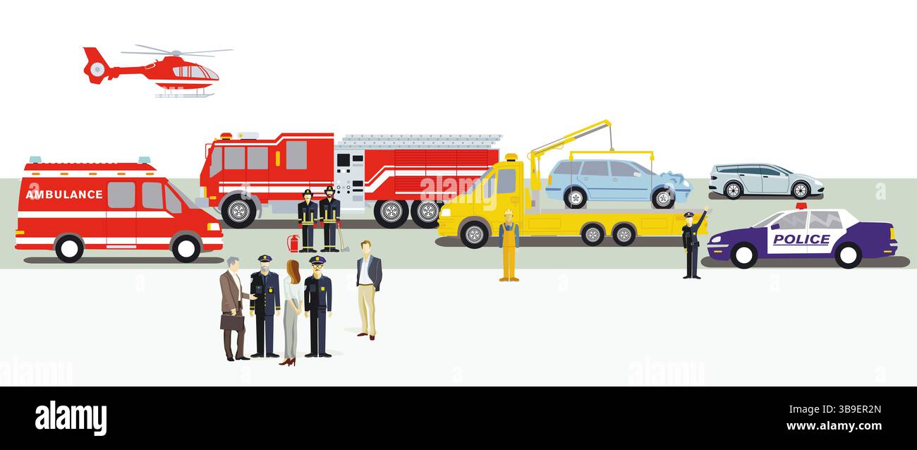 Car accident isolated on white background. illustration Stock Photo - Alamy