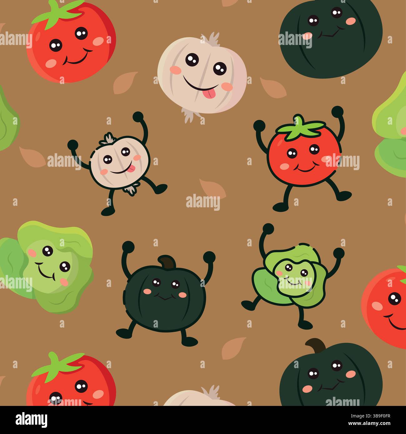 Funny vegetables cartoon mix. Vector illustration Stock Vector