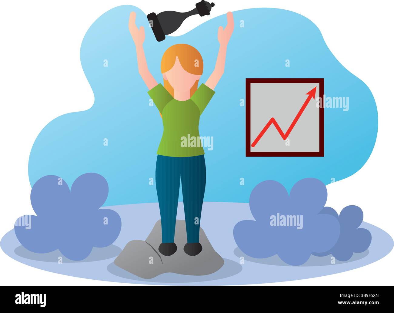 Person Vector Rising Up Victory with rising chart. Vector illustration Stock Vector Image & Art ...