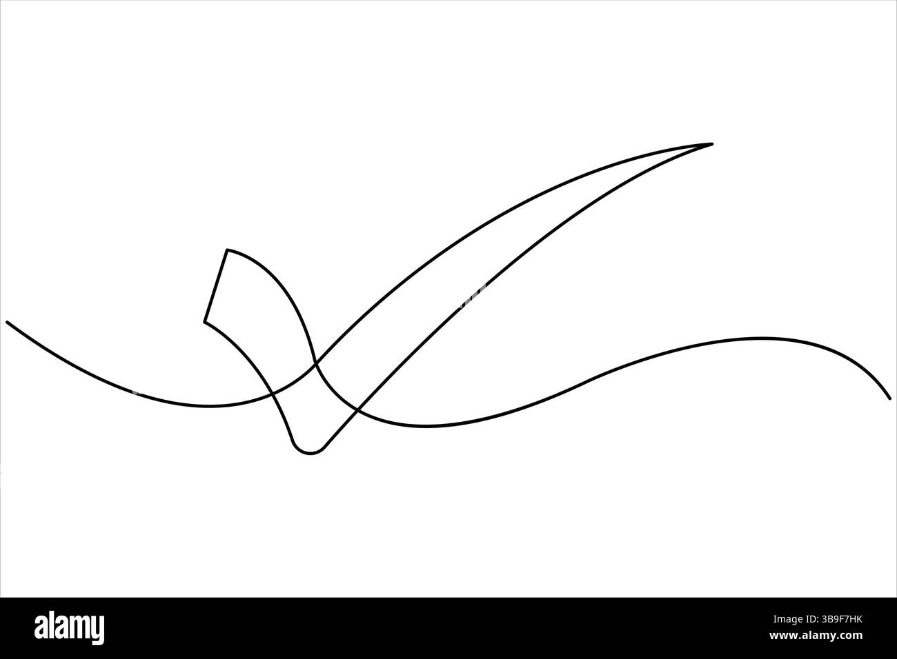 Continuous one line drawing of check tick mark linear icon, vector ...