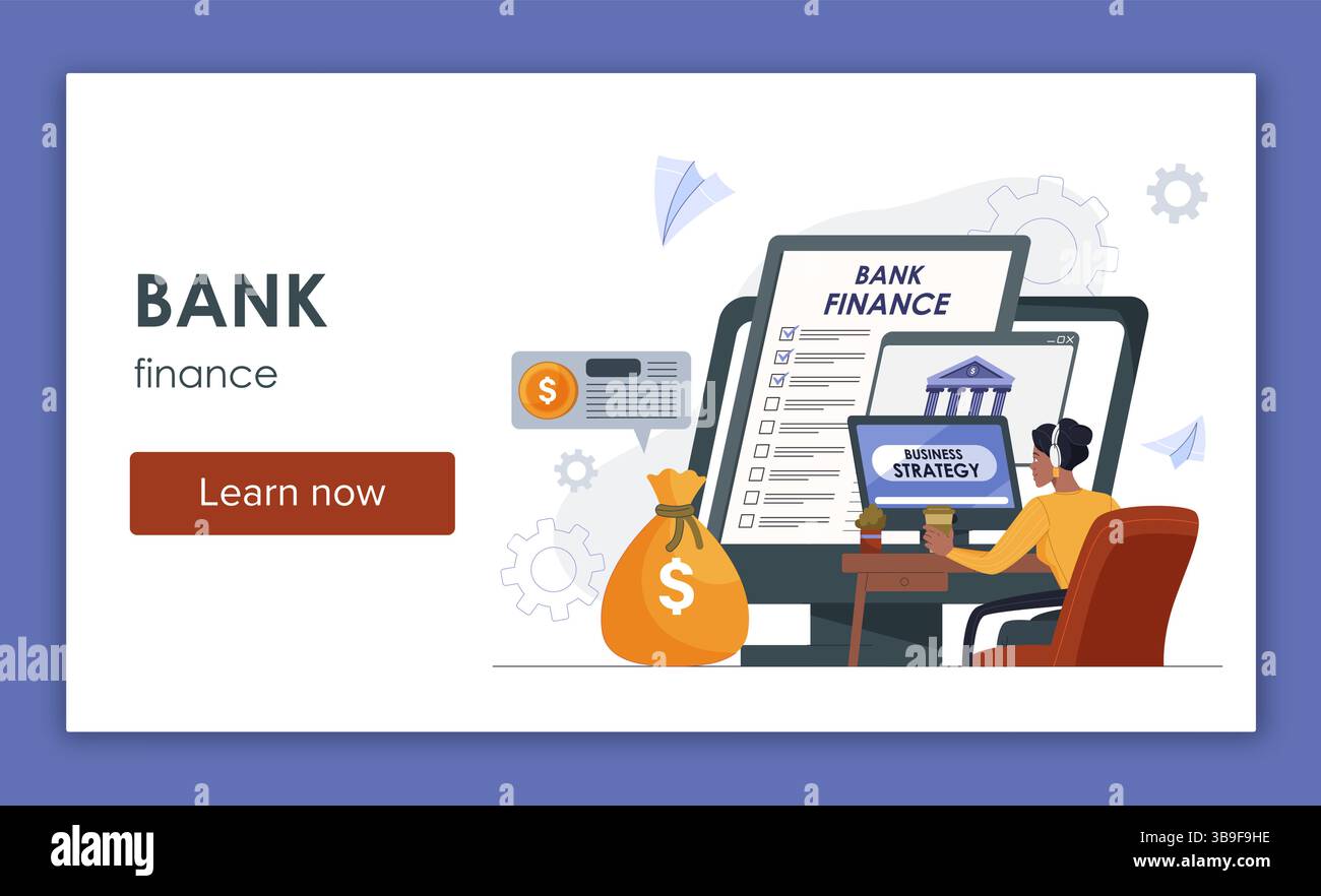 Bank finance learning concept design. Vector illustration Stock Vector ...