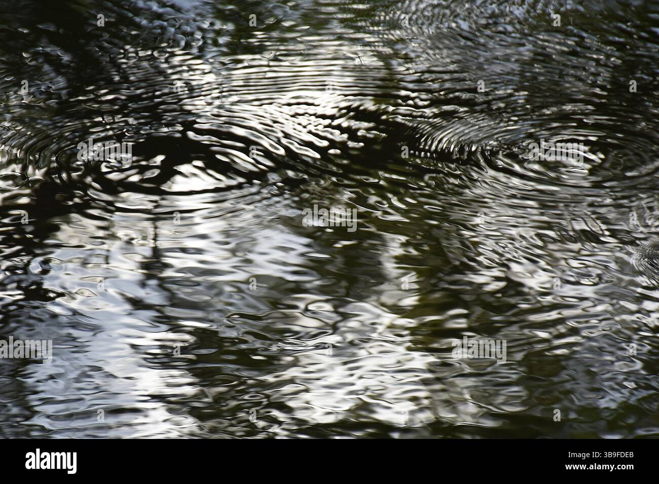Structures on the water surface of a fast-flowing stream Stock Photo
