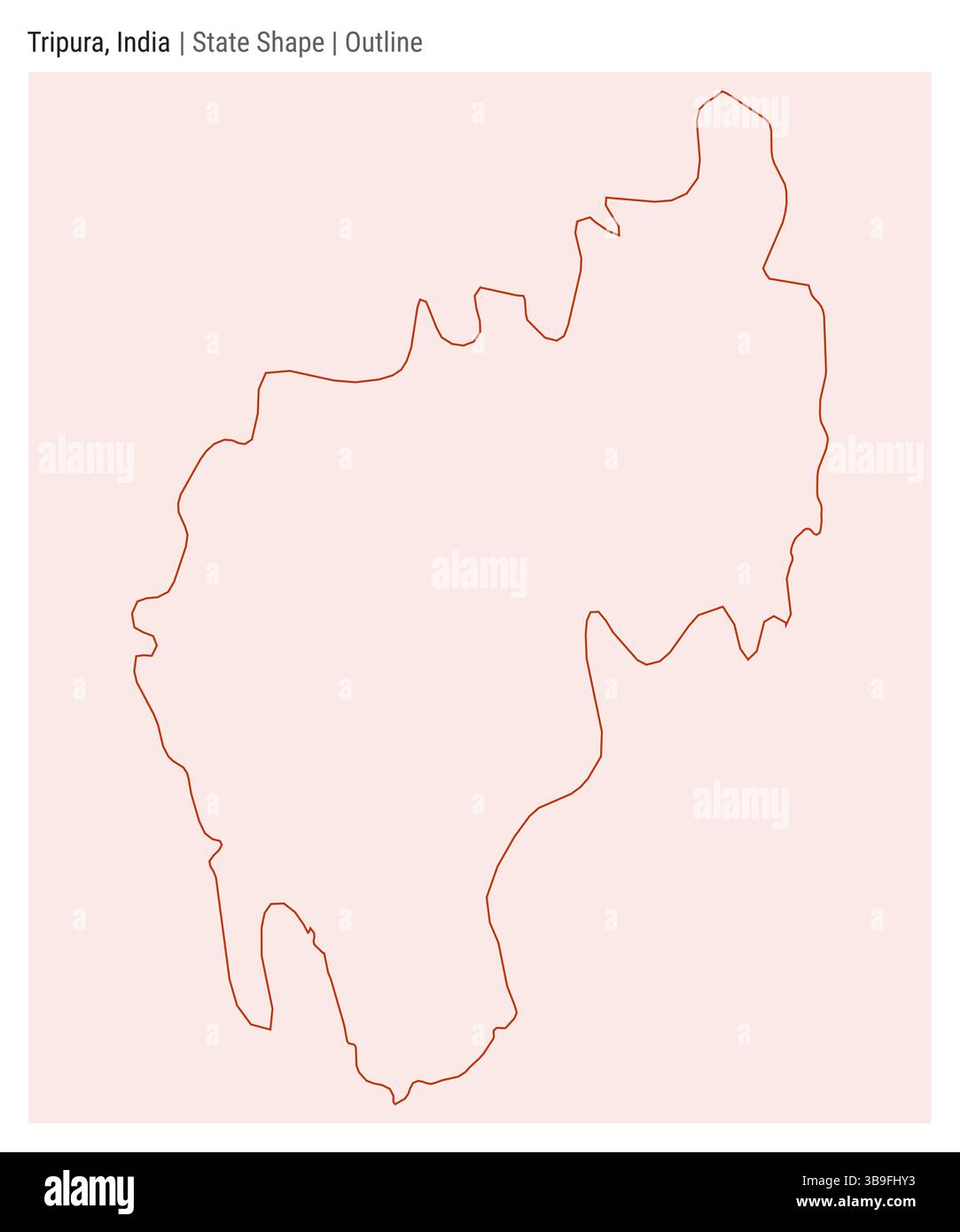 Tripura, India. Simple vector map. State shape. Outline style. Border of Tripura. Vector illustration. Stock Vector