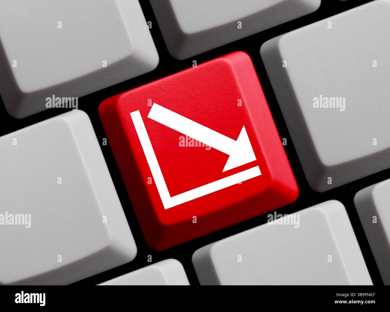 Red computer keyboard and diagram with arrow pointing upwards hi-res ...