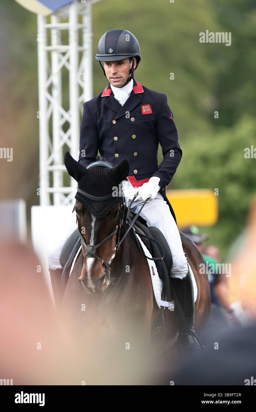 Harry Meade of Great Britain with Cavalier Crystal during the dressage ...