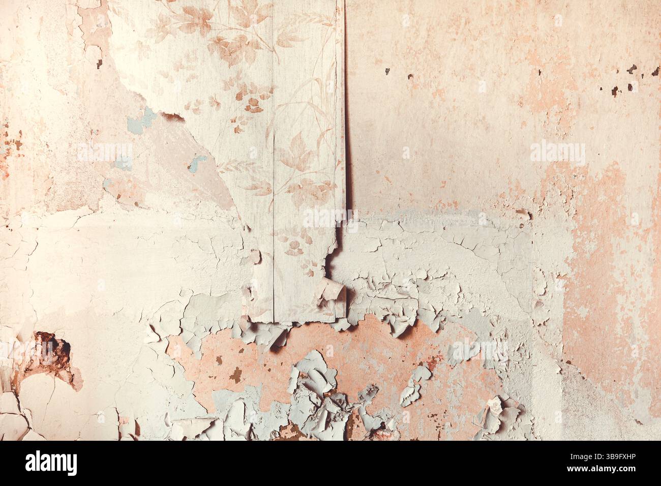 Weathered wallpaper with pattern as background Stock Photo